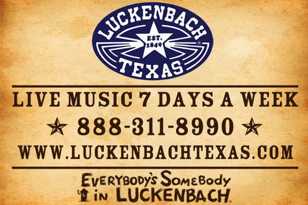 A business card for luckenbach texas.