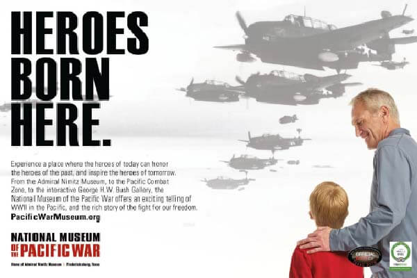 A poster of planes flying in the sky with two children looking on.