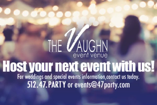 A business card for the vaughn event venue.