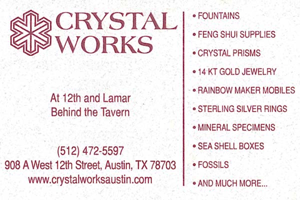 A business card for crystal works.