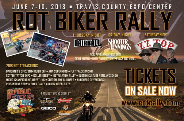 A poster of the event with a motorcycle and rider.