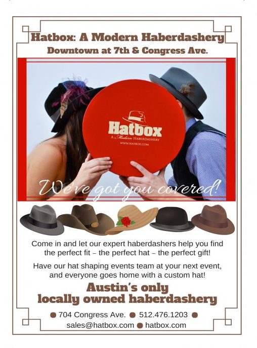 A poster advertising the hafbox hat shop.