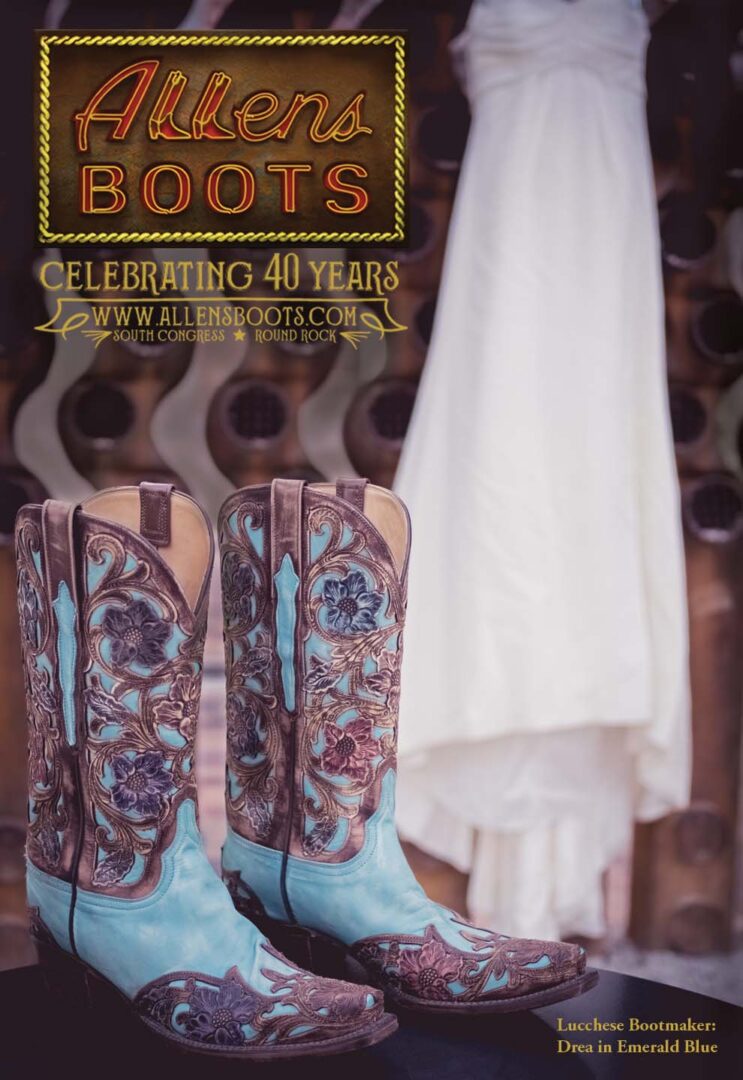 A pair of cowboy boots and a dress