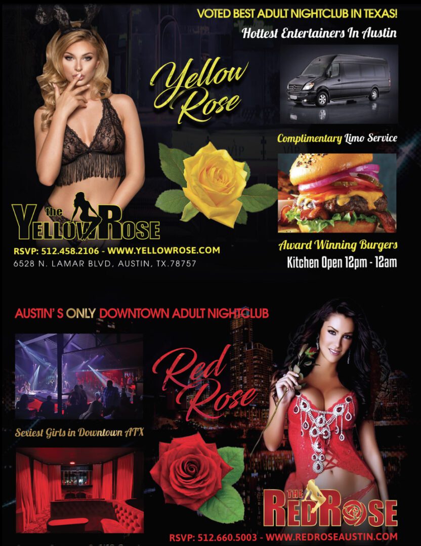 A series of advertisements for the yellow rose and red rose.